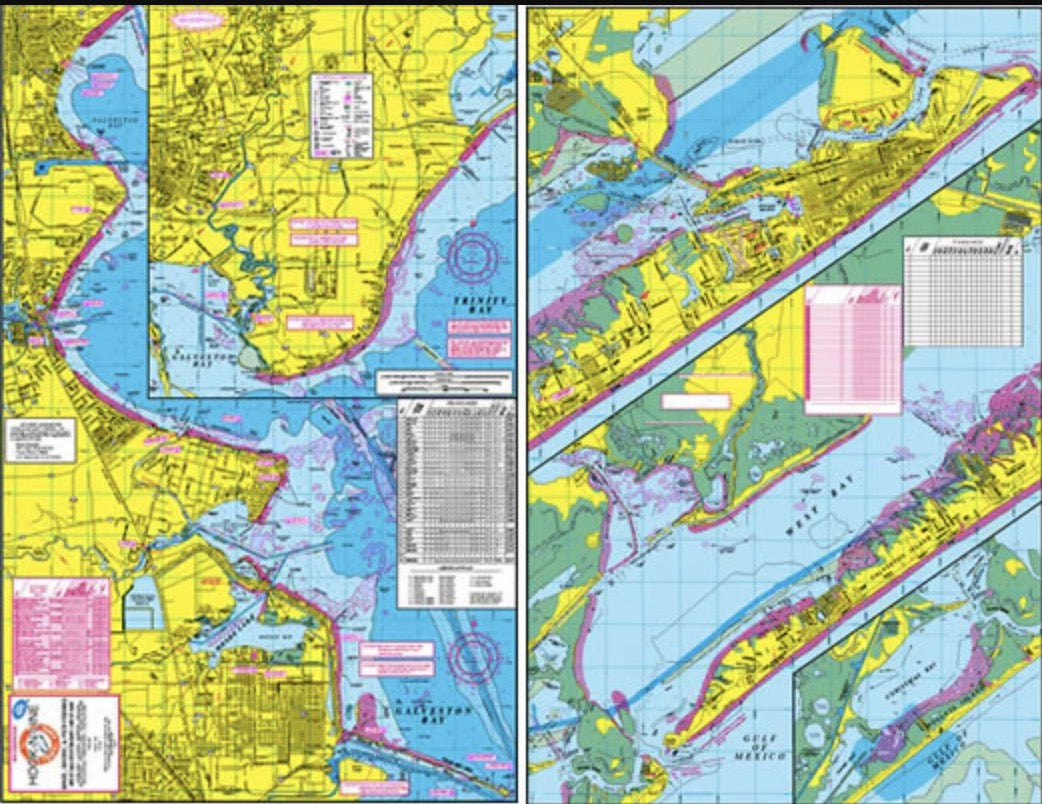 Hook-N-Line Maps F102 Boat Fishing Map of Galveston Bay Area