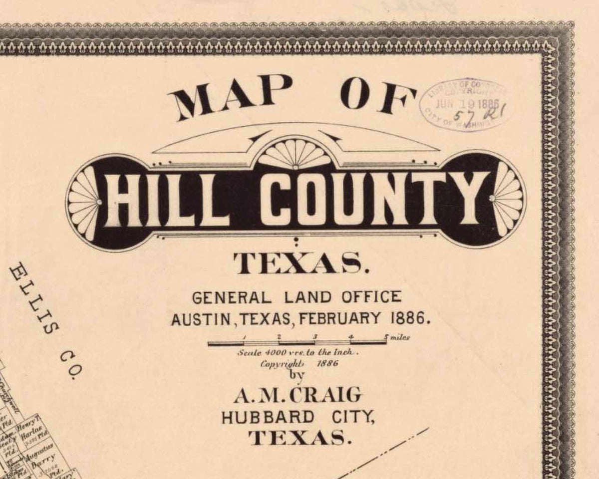 Texas 1886, Hill County – Houston Map Company