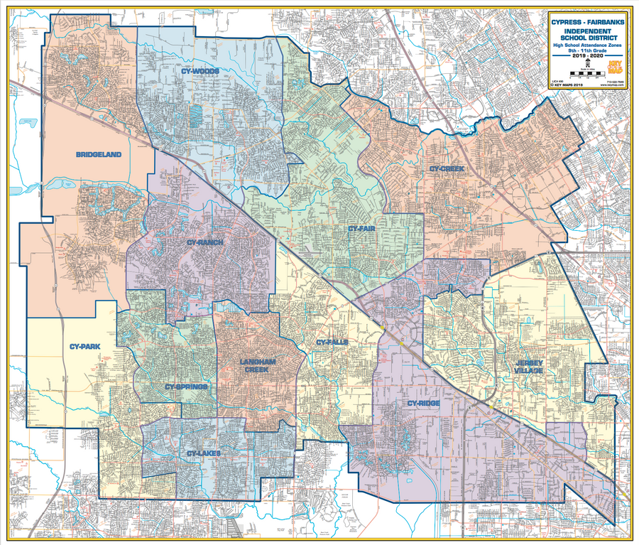 CyFair ISD Wall Map - 2020/2021 – Houston Map Company