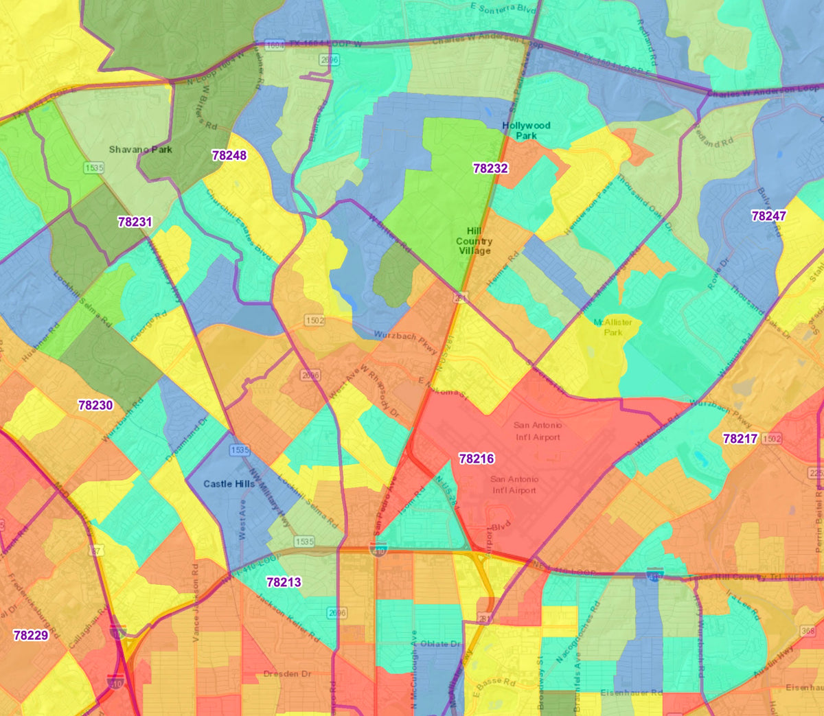 San Antonio Texas Income Map with Zip Codes – Houston Map Company