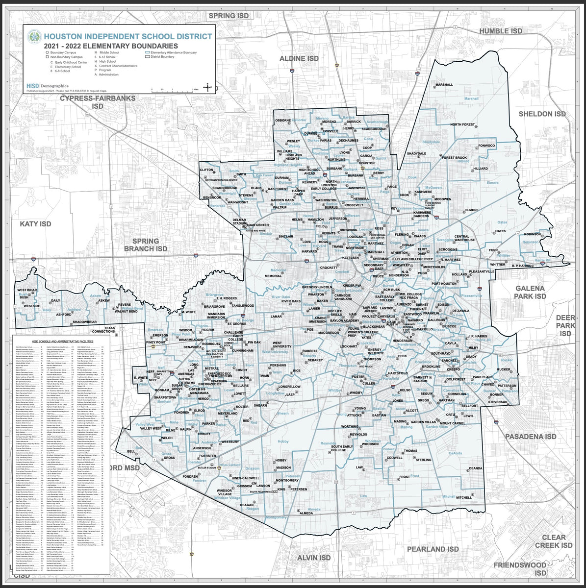 2024 HISD - Houston ISD Wall Map – Houston Map Company