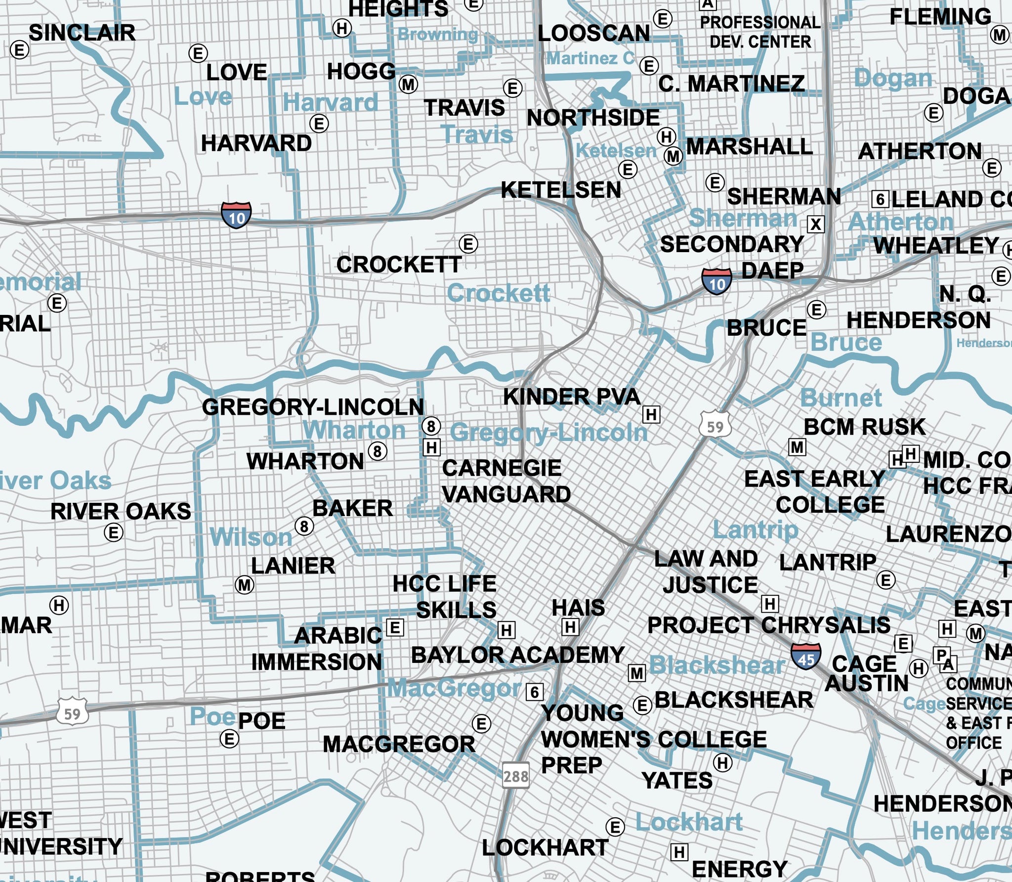 2022 HISD - Houston ISD Wall Map – Houston Map Company