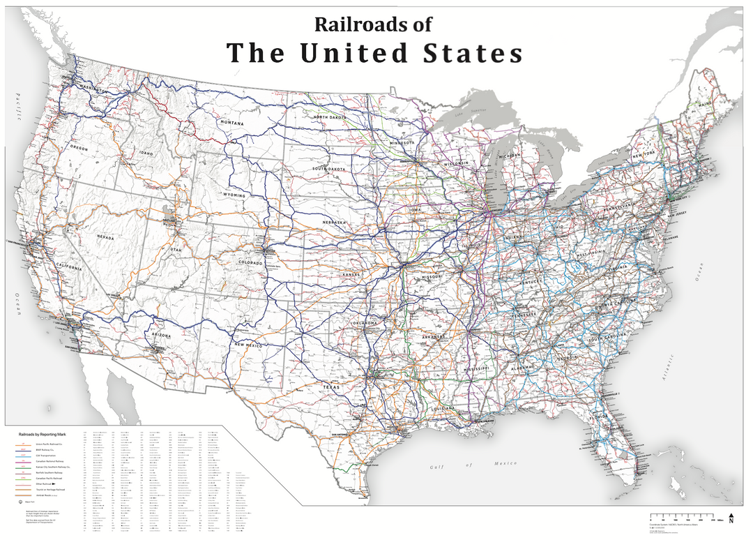 USA Railroad Wall Map - 2023 – Houston Map Company